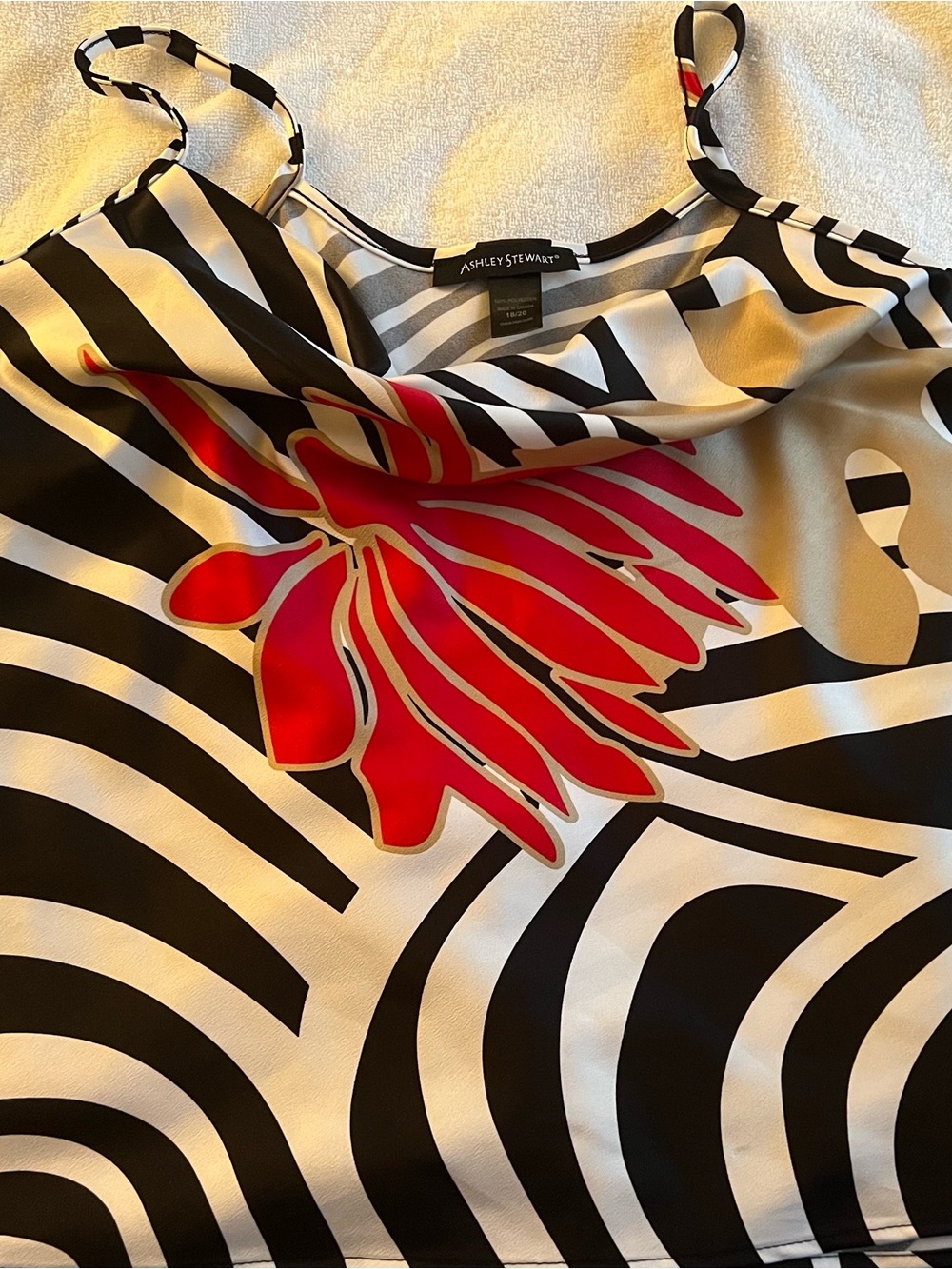 Ashley Stewart Black and Gray Zebra Print Top